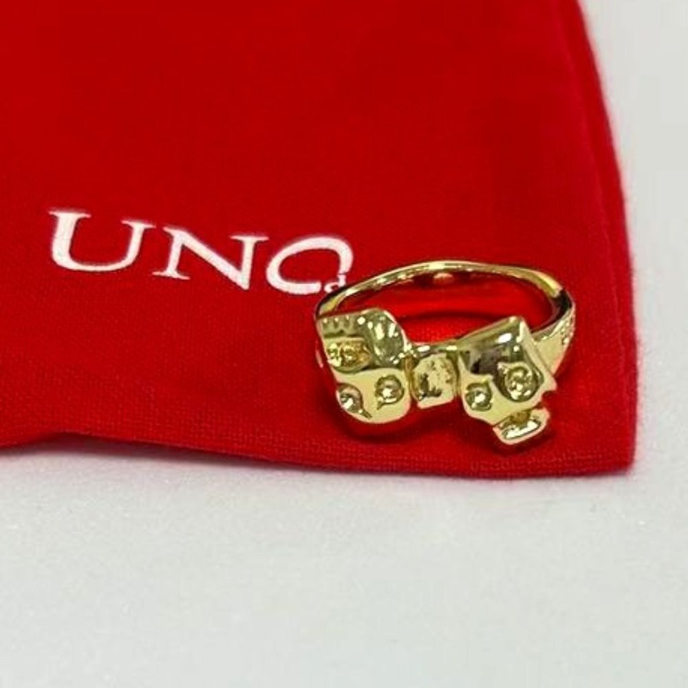 UNO de 50 ARE YOU TALKING TO ME? Crystal Skull Ring Gold